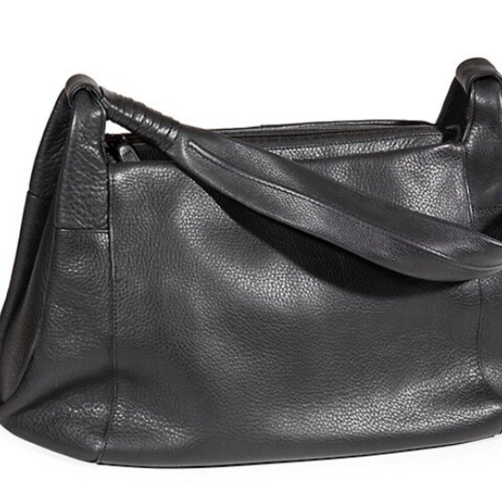Derek Alexander - Tech-Friendly Leather Shoulder Bag-BLACK-One Size